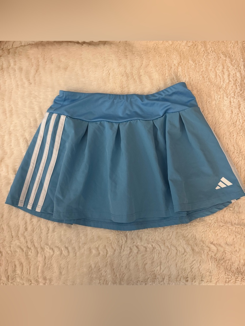 adidas Sky Blue Girls' Athletic Skort with White Stripes